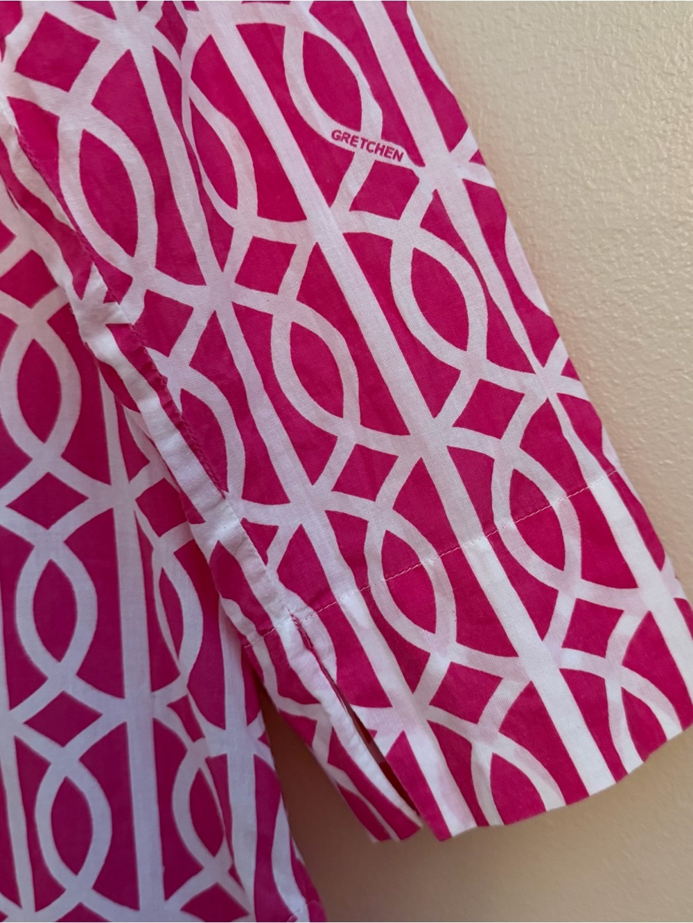 Gretchen Scott Designs Pink White Geometric Tunic Top Dress Size S - Picture 7 of 8